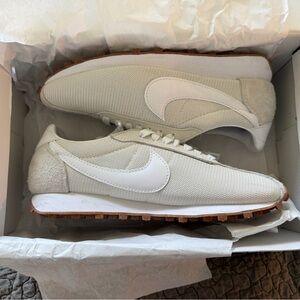 Nike Retro Runner in Cream and White with Gum Sole